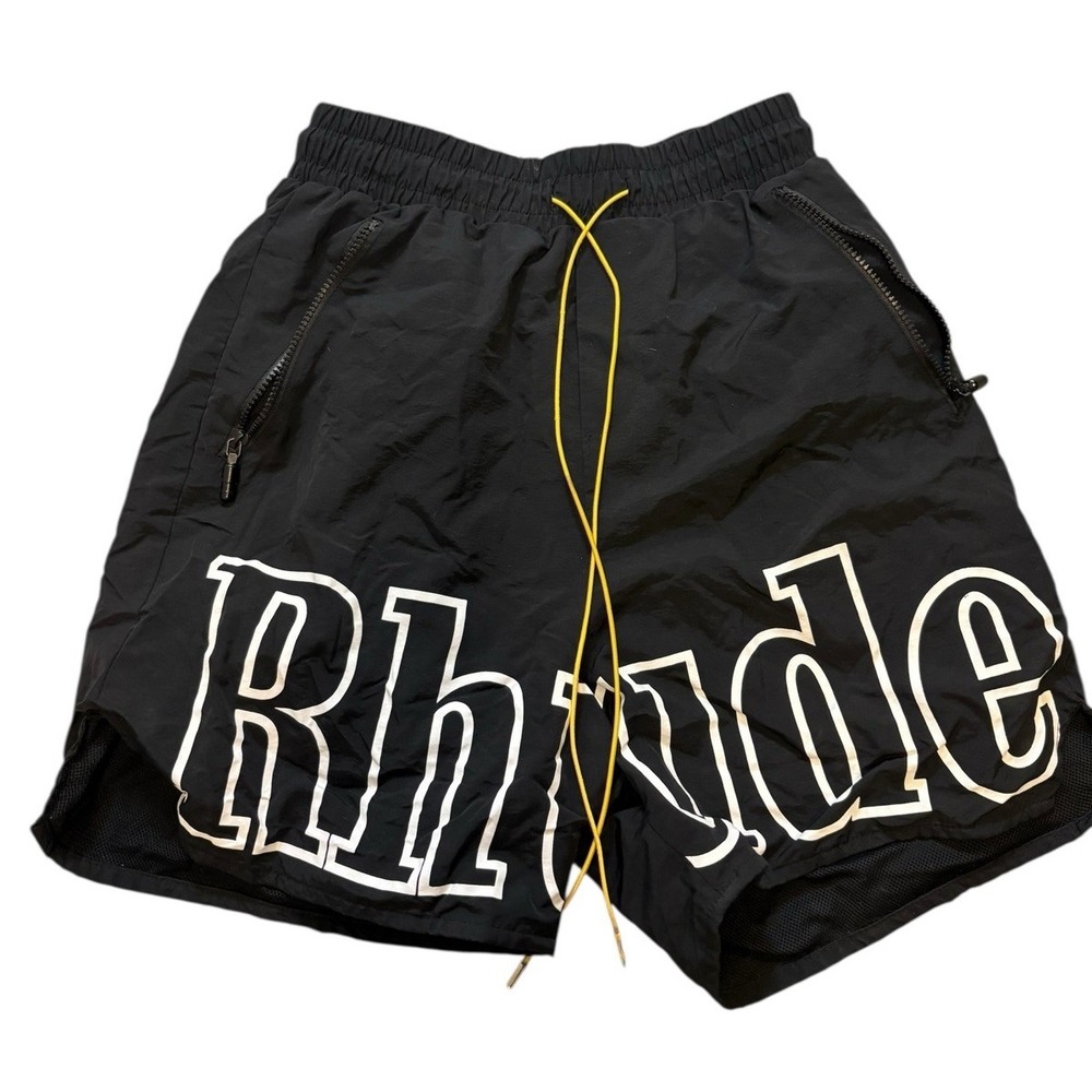 Rhude Logo Shorts Black Small Mens XL Drawstring Spellout